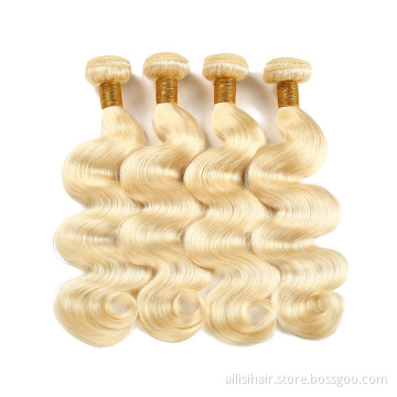 613 Blonde Virgin Human Hair 613 Cuticle Aligned Hair Bundles With Frontal Blonde 613 Virgin Hair Bundles With Closure